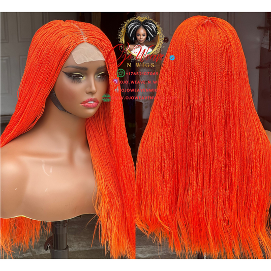 Esther Short Color Orange with Closure Wig Ready to Ship