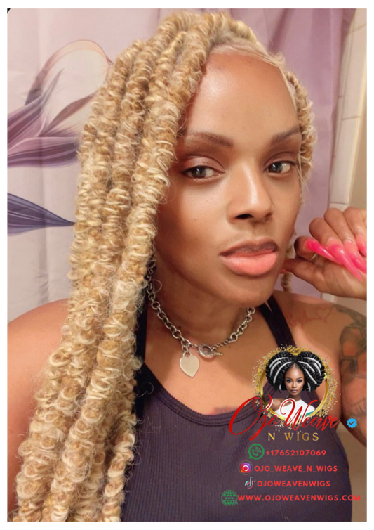 Tiffany Unit Full lace wig 28/30 inch Blonde Butterfly loc Made to Order