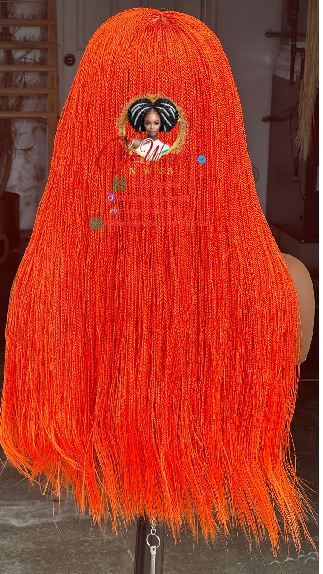 Esther Short Color Orange with Closure Wig Ready to Ship